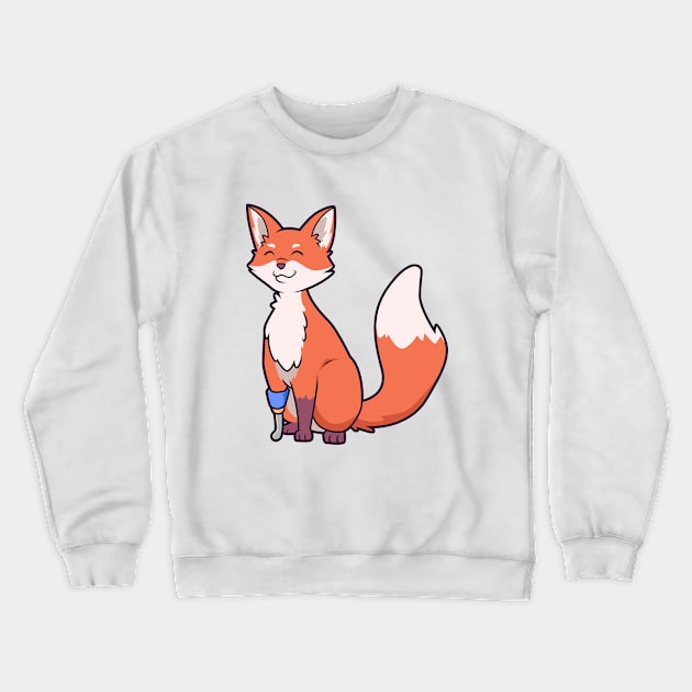 Fox with prosthetic leg Crewneck Sweatshirt by Modern Medieval Design